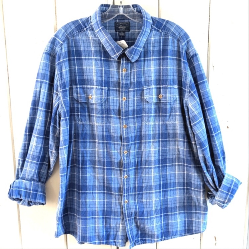 Bass Cotton Madras Plaid Shirt XXL